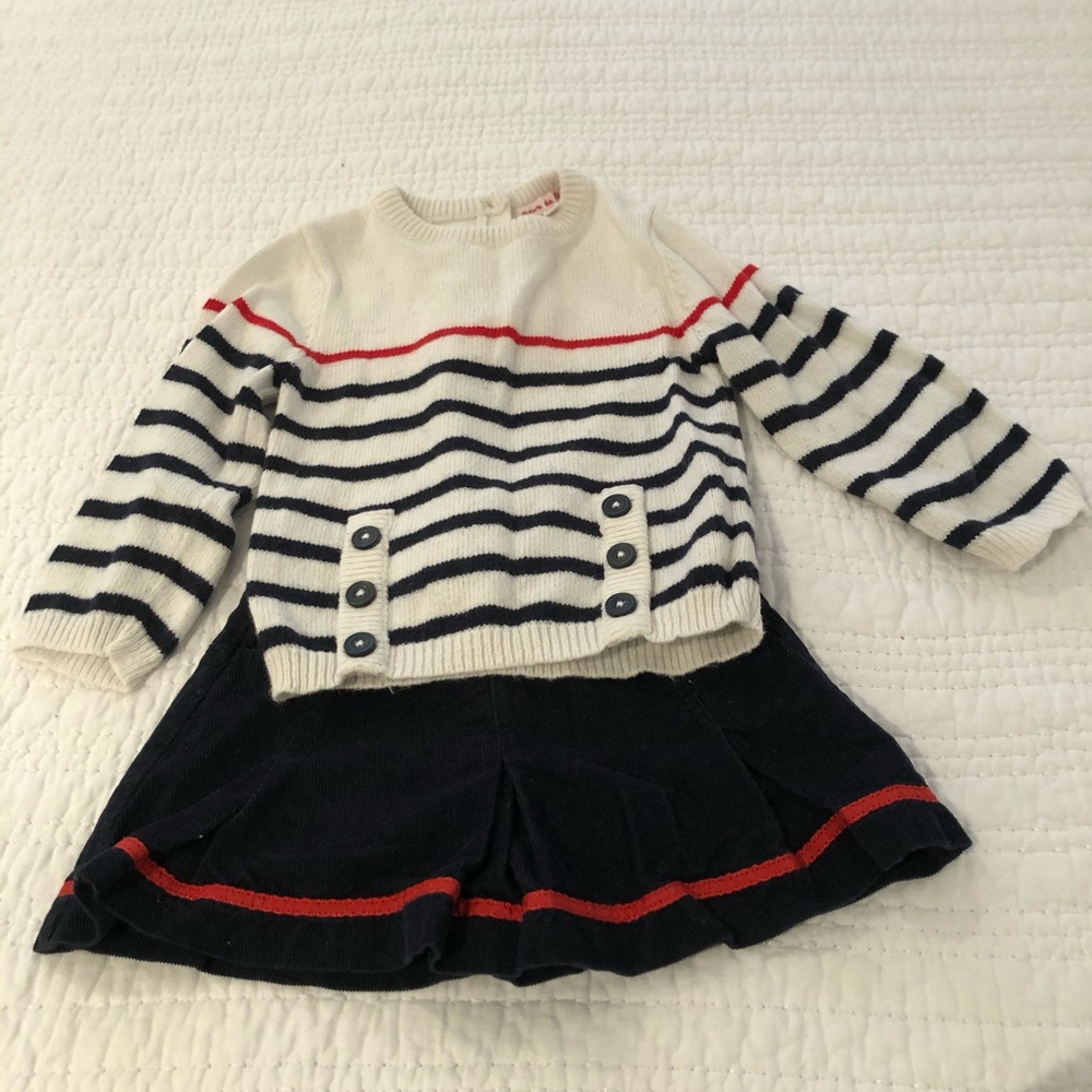 Adorable corduroy skirt and matching sweater